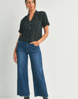 Dark Denim Slim Wide Leg Jean