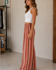 Coral Combo Days End Solar Linen Stripe Pants
