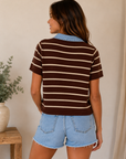 Brown & Light Taupe Stripe Johnny Top