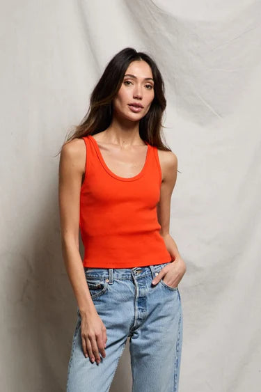 Tomato Ribbed Tank