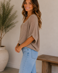 Taupe Shae Textured Knit Top