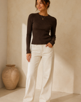 Mocha Juno Feather Weight Sweater