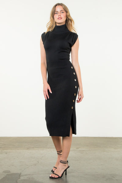 Black Button Daphnee Dress