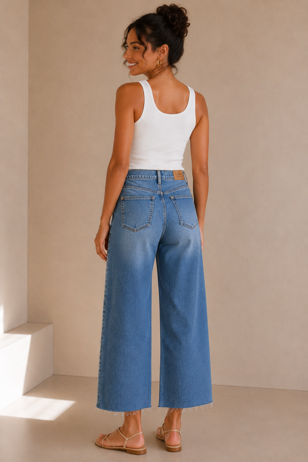 Wavy Pleaser High Rise Wide Leg Ankle