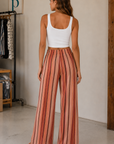 Coral Combo Days End Solar Linen Stripe Pants