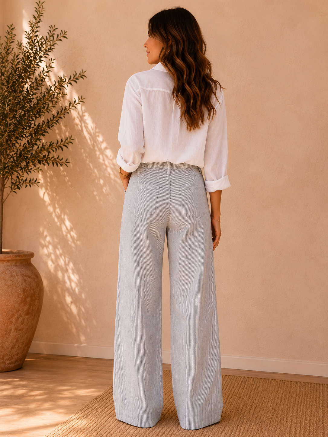 Charlotte Stripe Denim Wide Leg