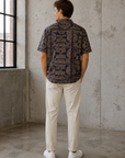 Brown & Navy Pablo Tencel Fan Linen Resort Shirt