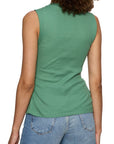 Green Juice Ribbed Ruched Tank