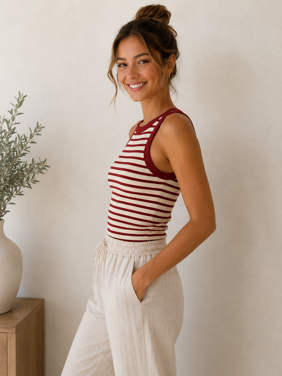 Sand &amp; Red Ellen Tank
