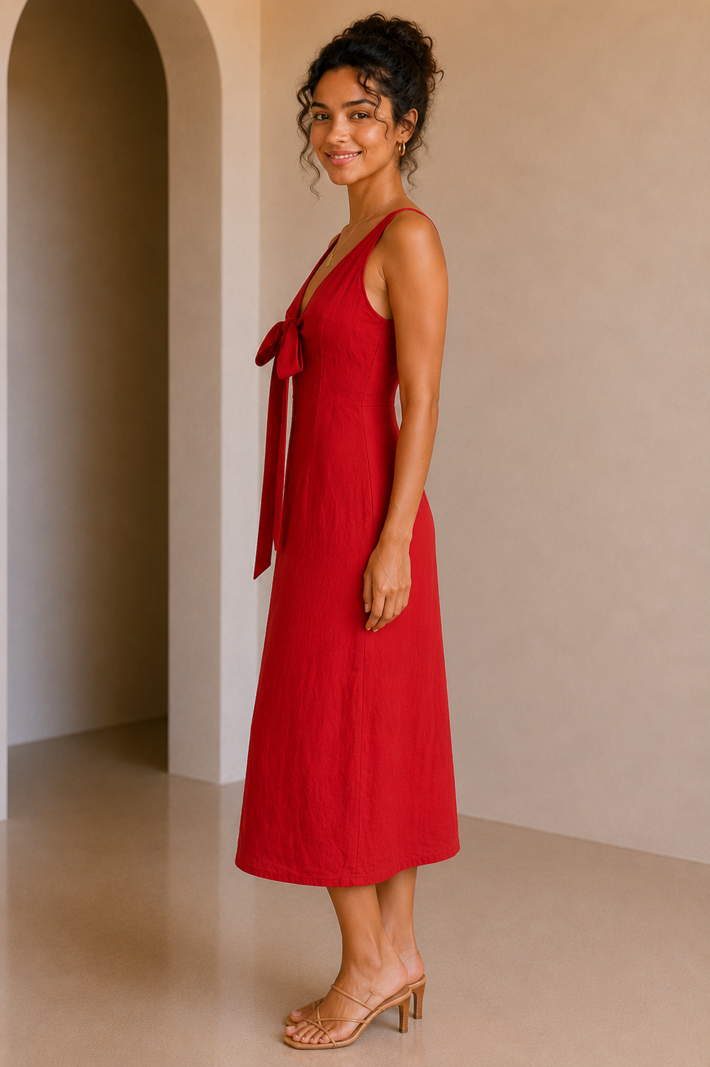 Red Archer Midi Dress