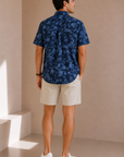 Indigo Blue Floral Montauk Short Sleeve Shirt