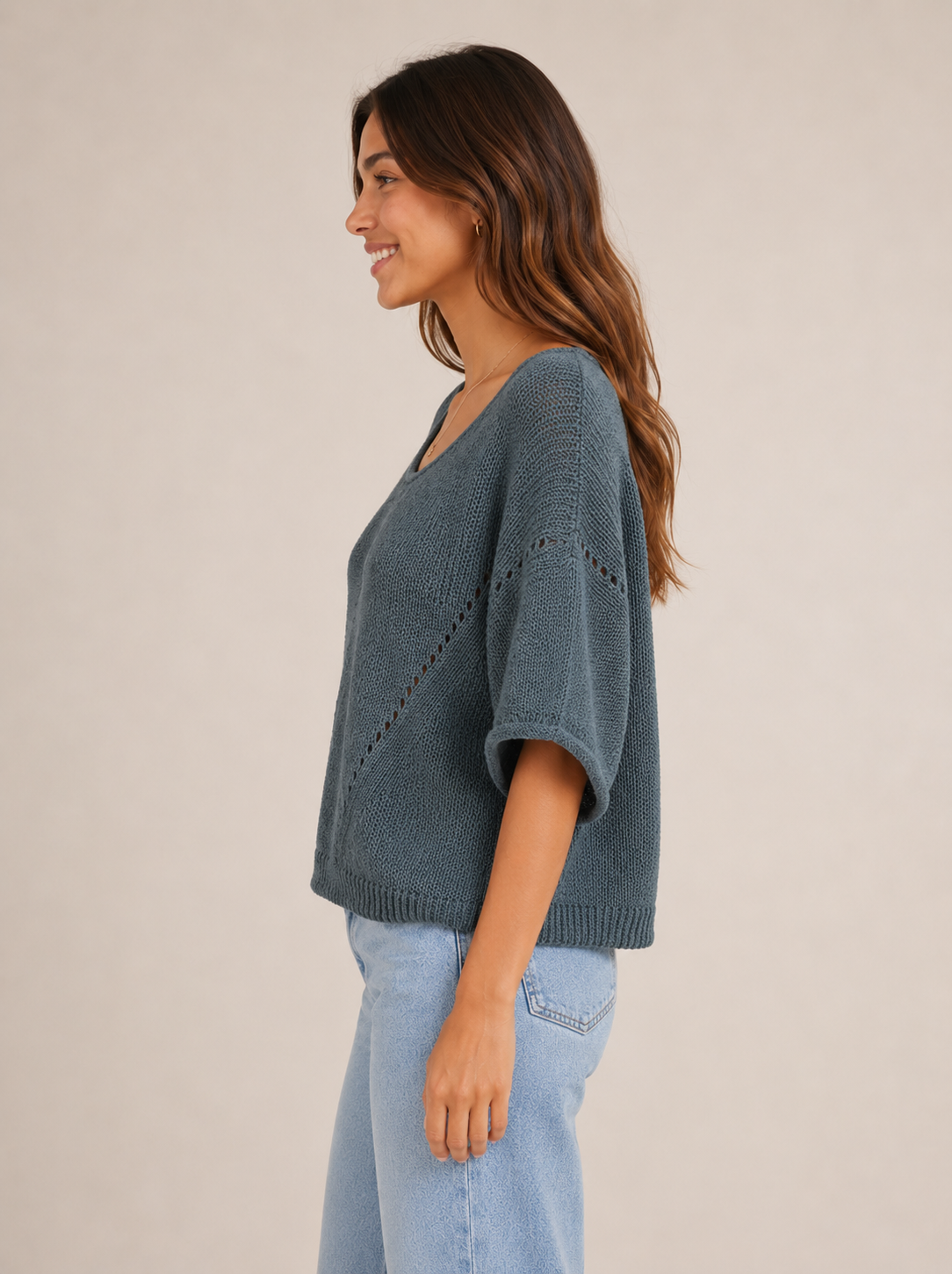 Teal Shae Textured Knit Top
