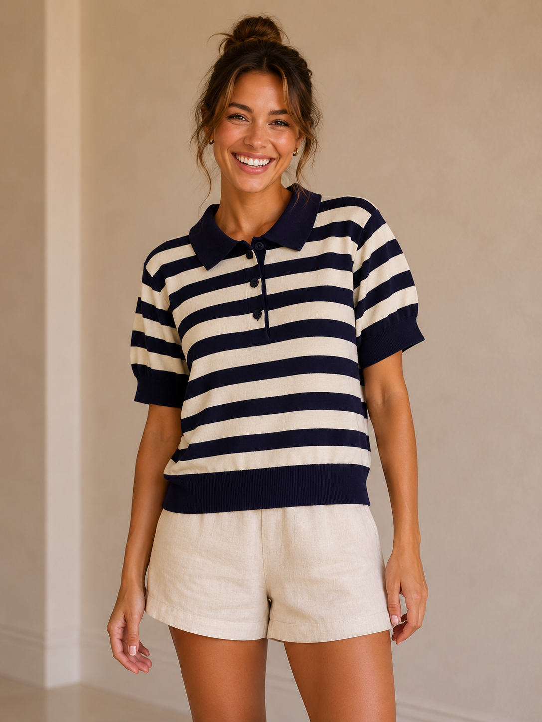 Navy &amp; White Wilde Striped Polo