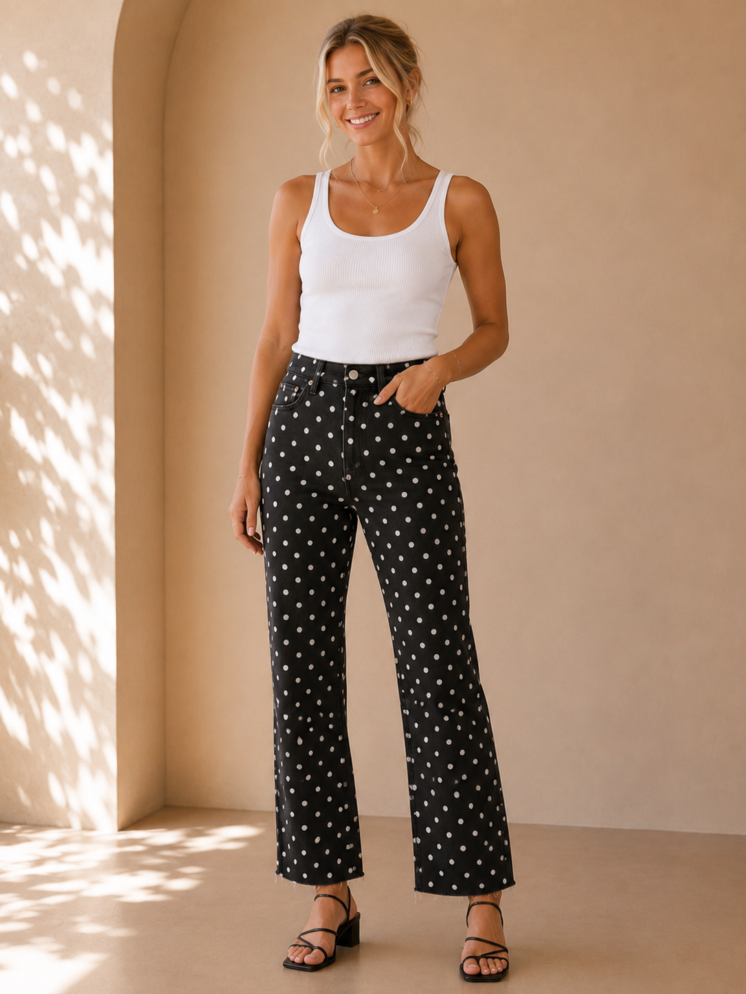 Polka Dot Tonal Crop Flare