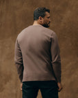 Brown Waffle Knit Thermal Crewneck