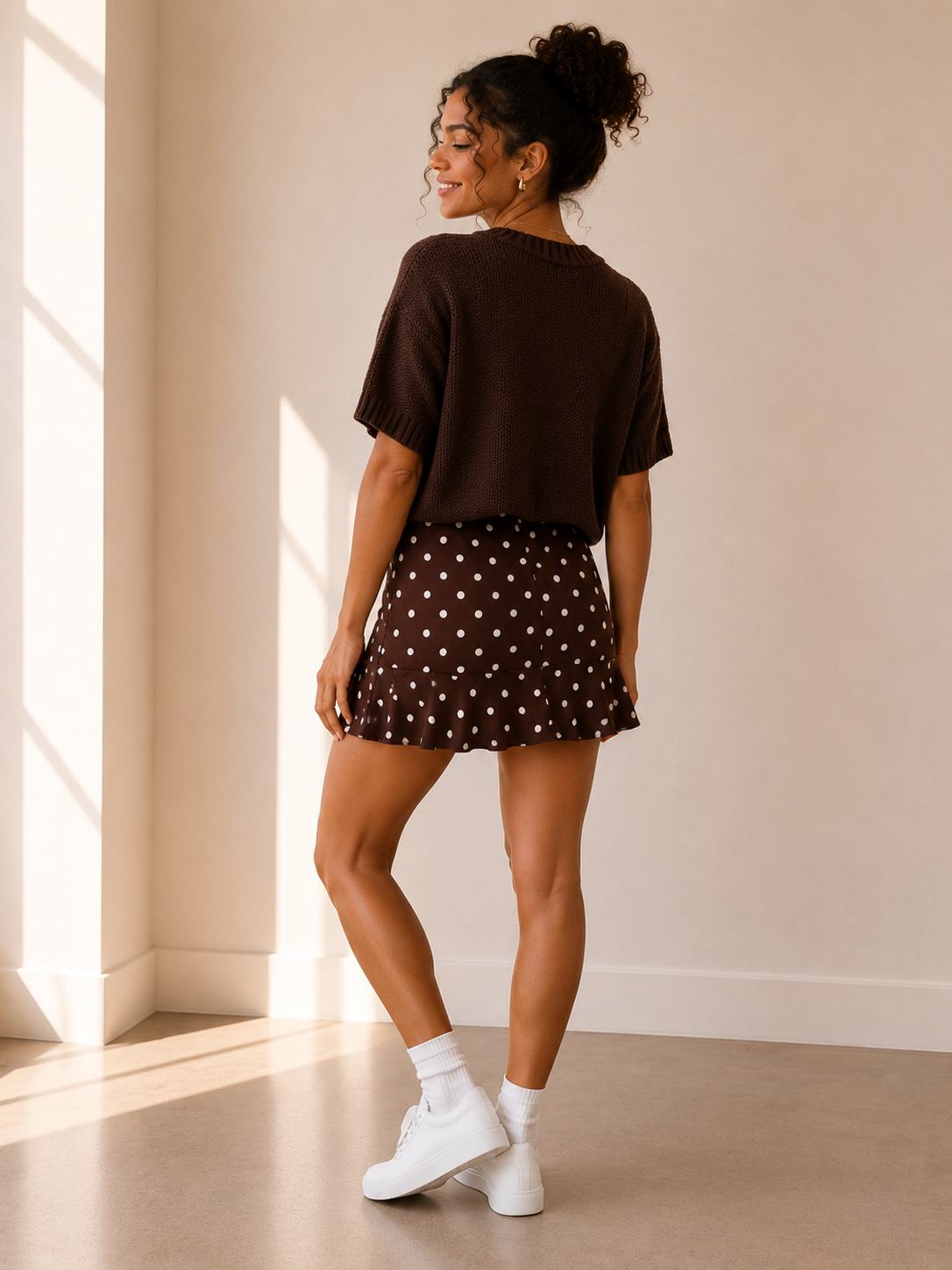 Brown &amp; White Kelsey Skirt