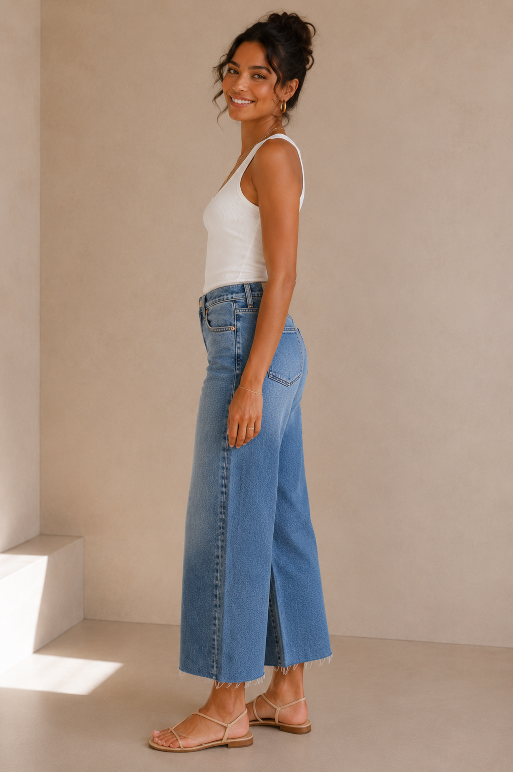 Wavy Pleaser High Rise Wide Leg Ankle