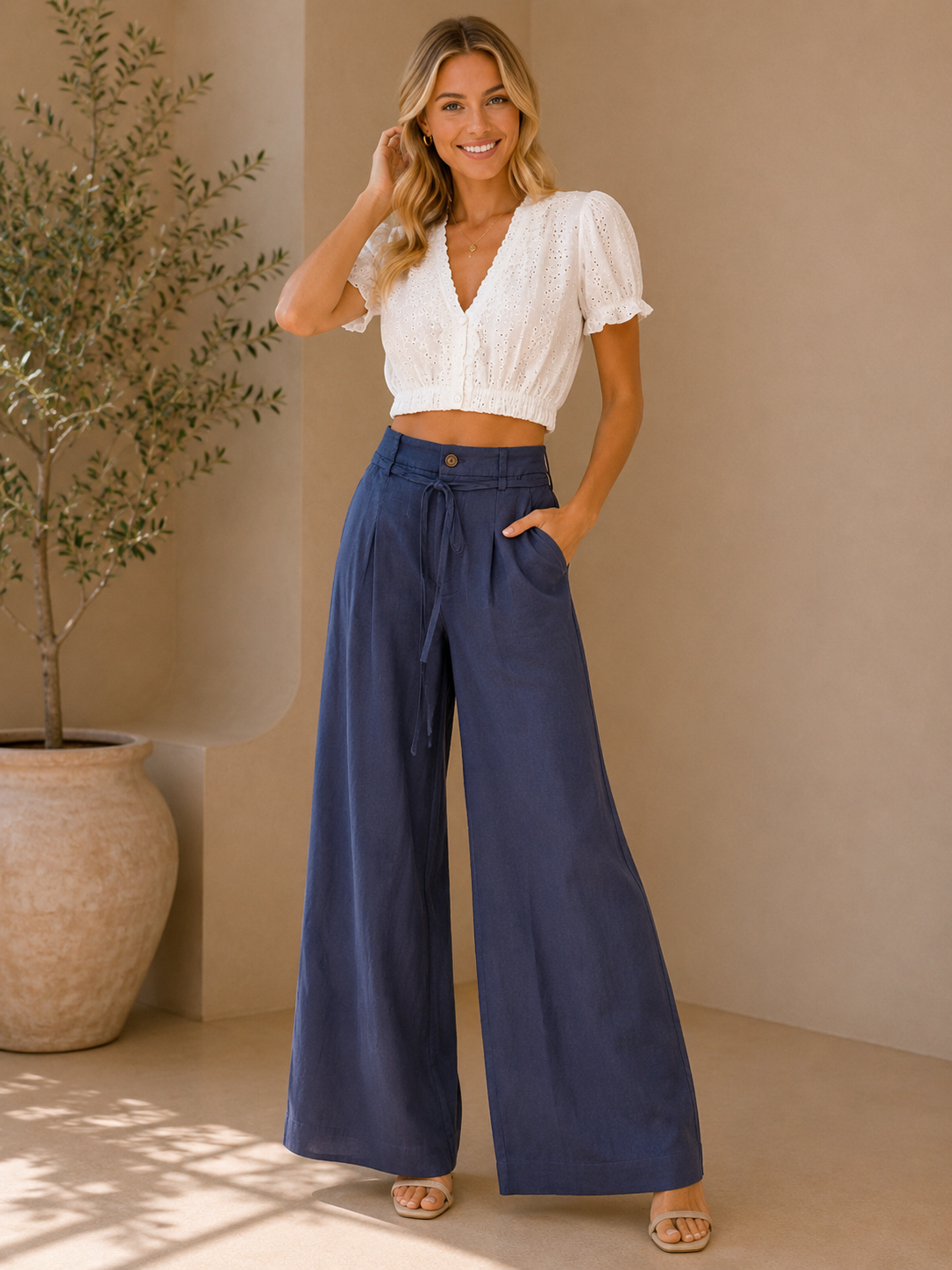 Navy Violeta Pants