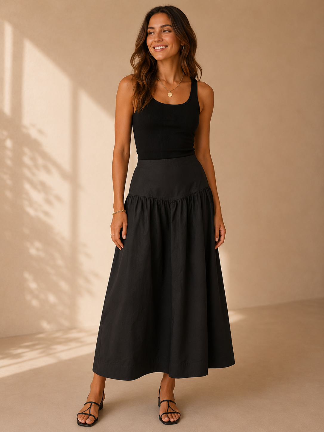 Black Matter of Time Poplin Skirt