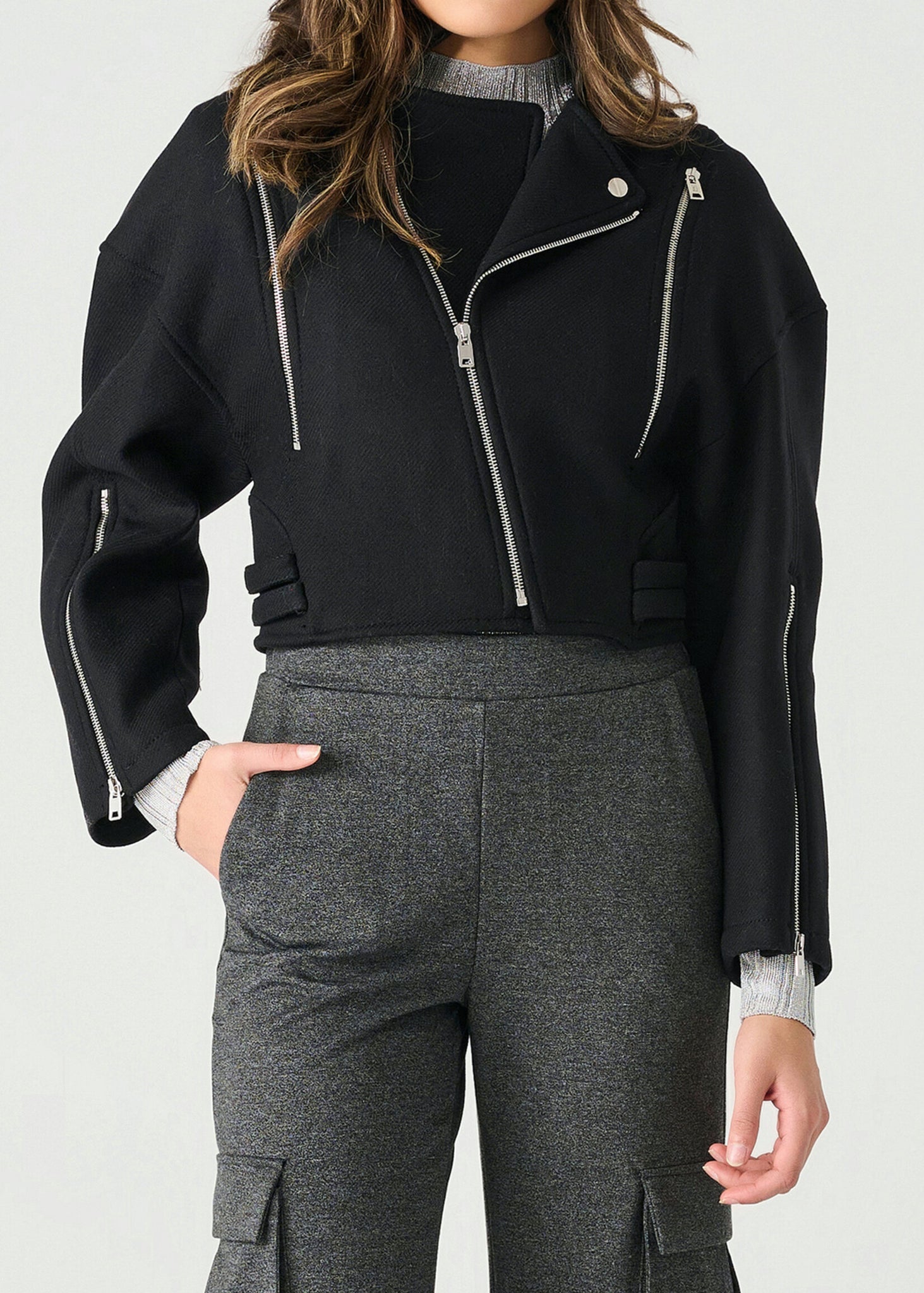 Black Glenna Crop Jacket