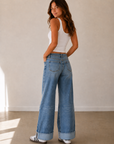 Adore You High Rise Cuffed Wide Leg Denim