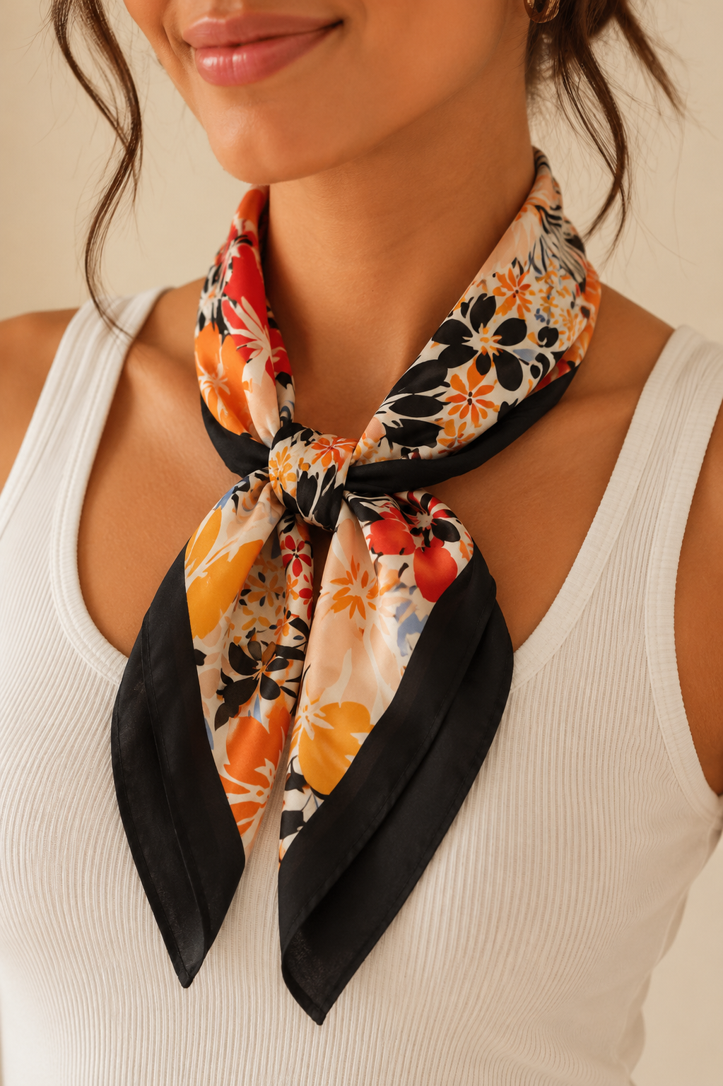 Black Tropical Bloom Scarf