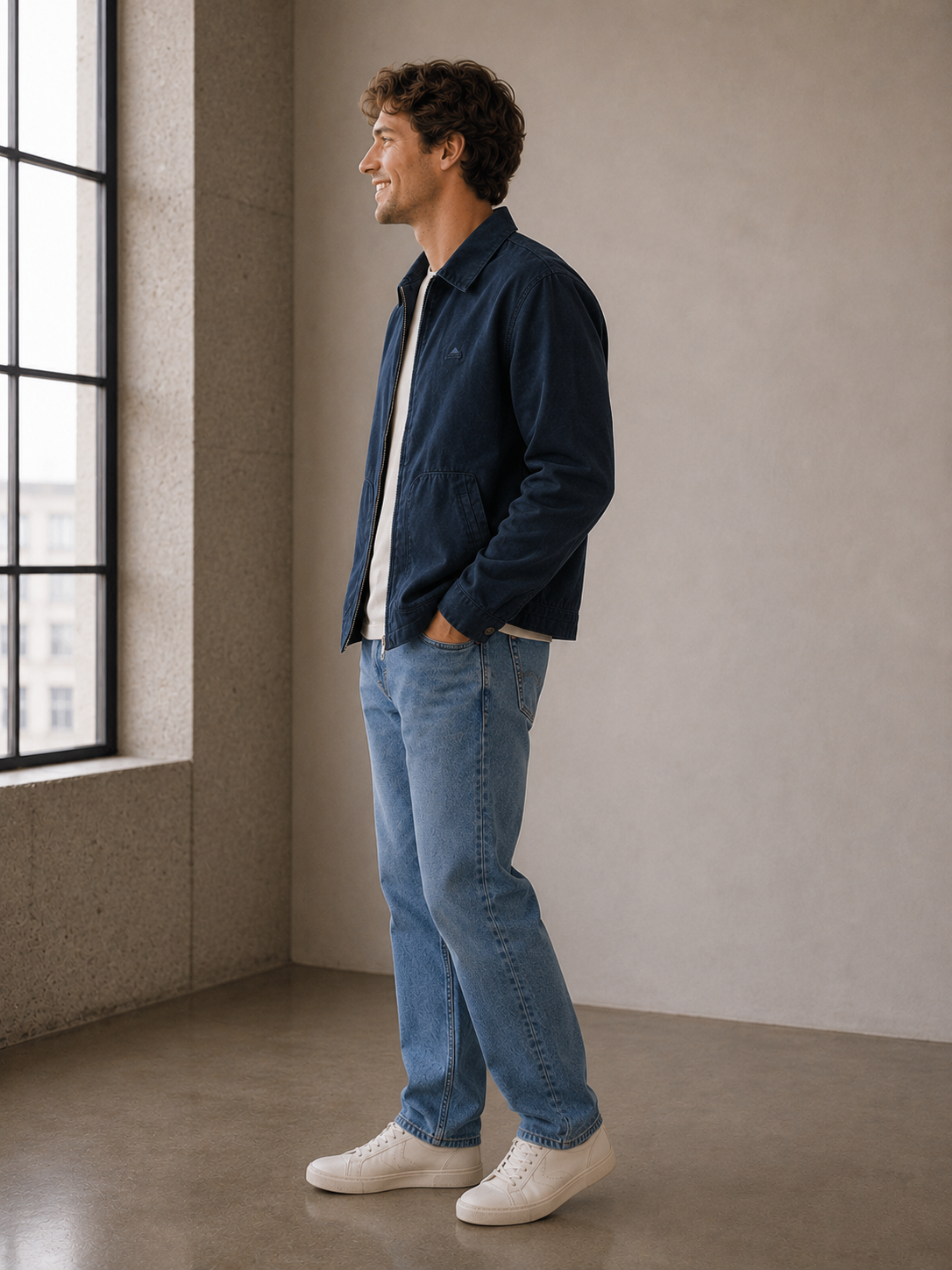 Navy Awake Herringbone Jacket