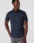 Midnight Navy Circle Dash Halyard SS Dress Shirt