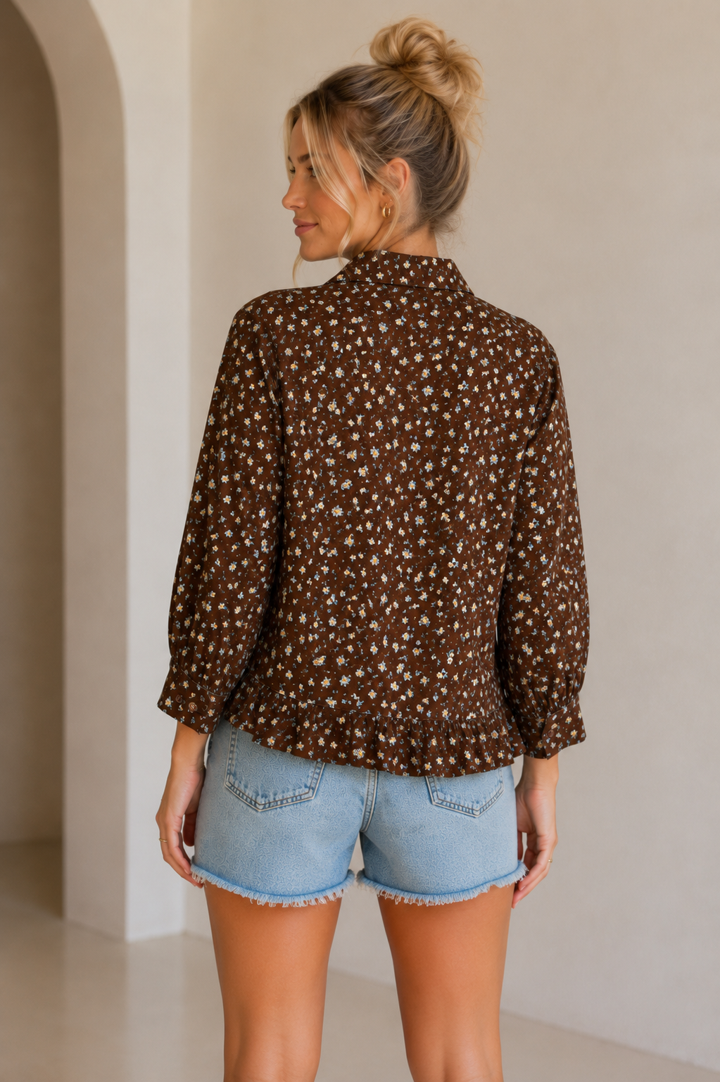 Brown Floral Ashe Blouse