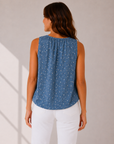 Blue Sara Polka Dot Pleated Top