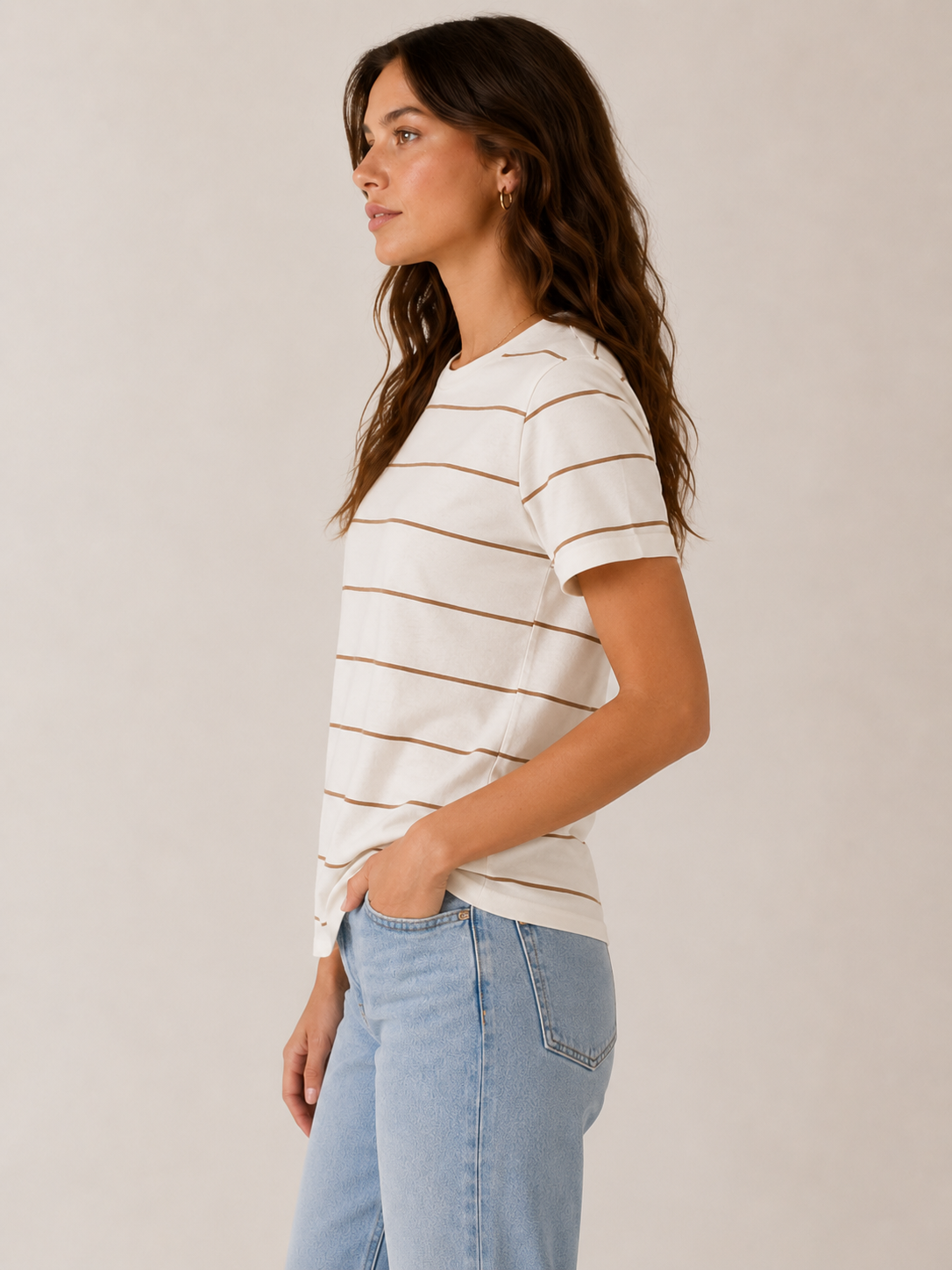 Ivory Light Brown Asher Tee