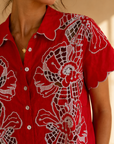 Poppy Flowers Blouse With Embroidery