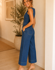 Cornflower Blue Denver Pintuck Crop