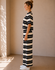 Ash Black Gail Striped Jersey Midi Skirt