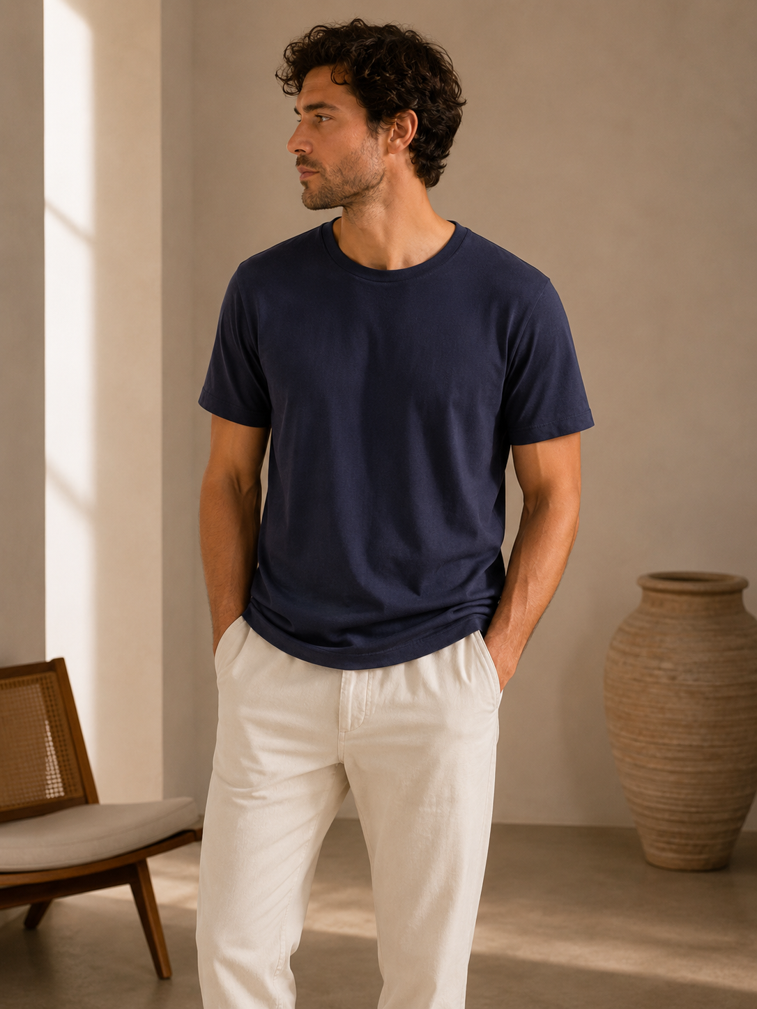 Navy Modal Crew Neck Tee