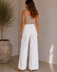 Optic White Stretchy Wide Leg