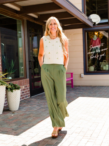 Olive Recycled Wide Leg Pants