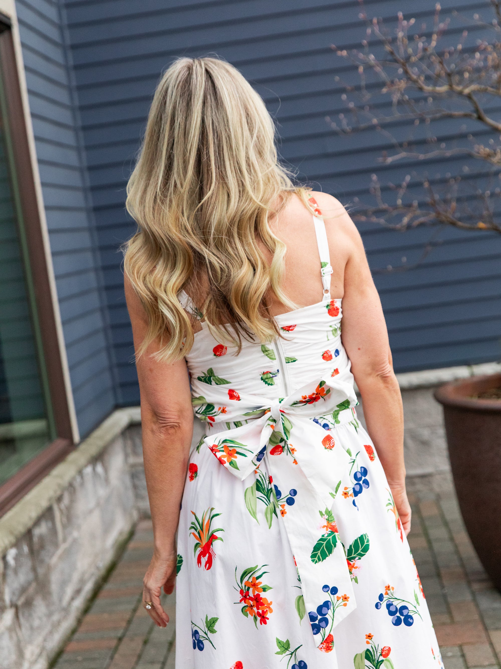 White &amp; Red Printed Poplin Midi Skirt