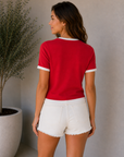 Red & Cream Elliot Top