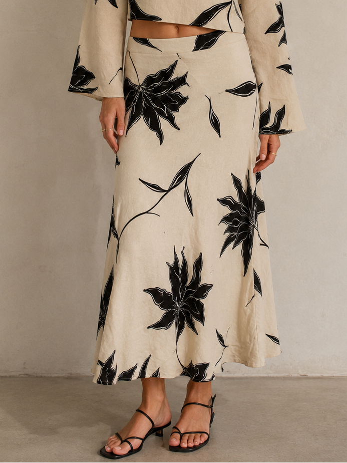 Soft Ecru Europa Clem Floral Skirt
