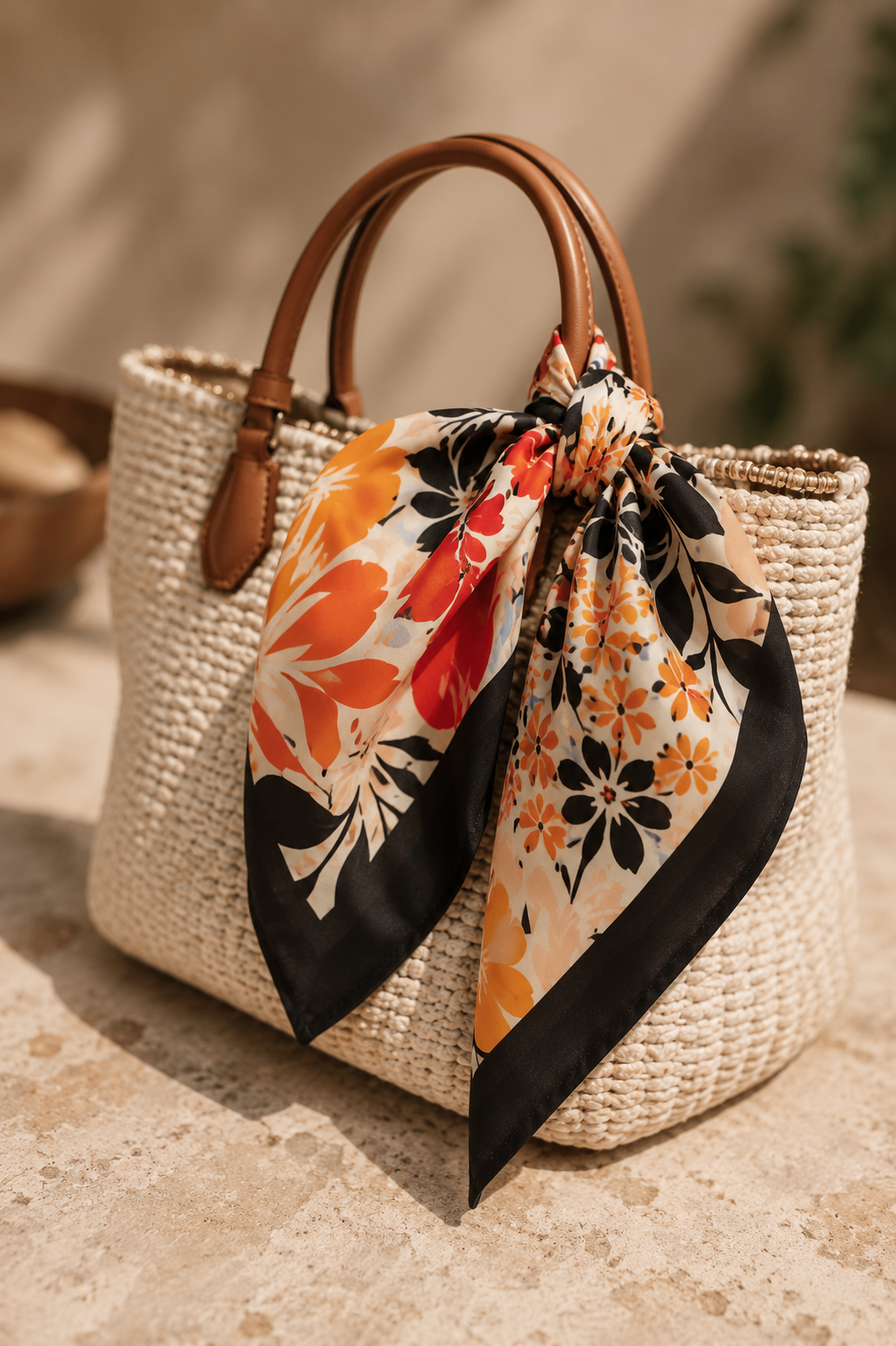 Black Tropical Bloom Scarf
