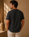 Black Vintage Slub Henley