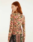 Ikat Tiny Flowers  Pink Jersey Blouse