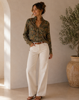 Decoratif Uma High Neck Silk Shirt