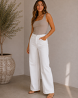 Optic White Stretchy Wide Leg