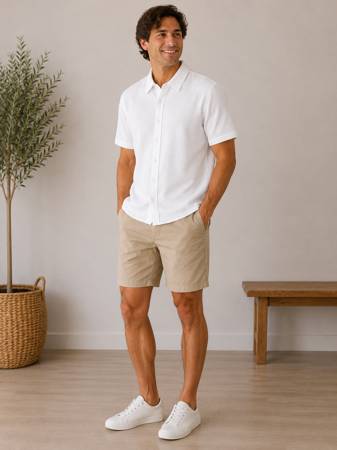 White Levine Short Sleeve Shirt