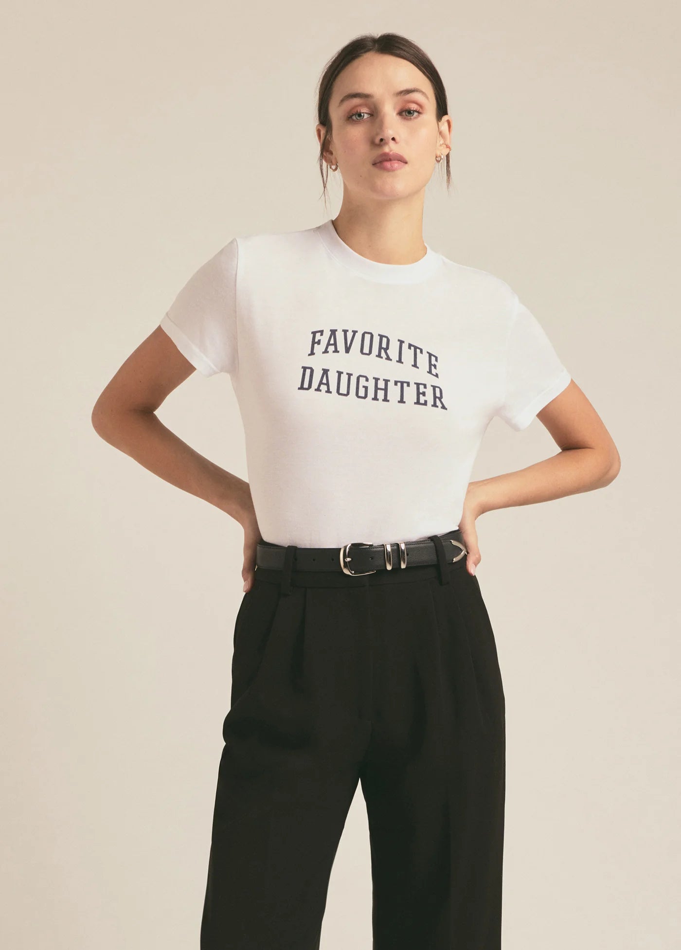 White Cropped Collegiate Tee
