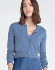 The River Blue Cropped Rebecca Cardigan