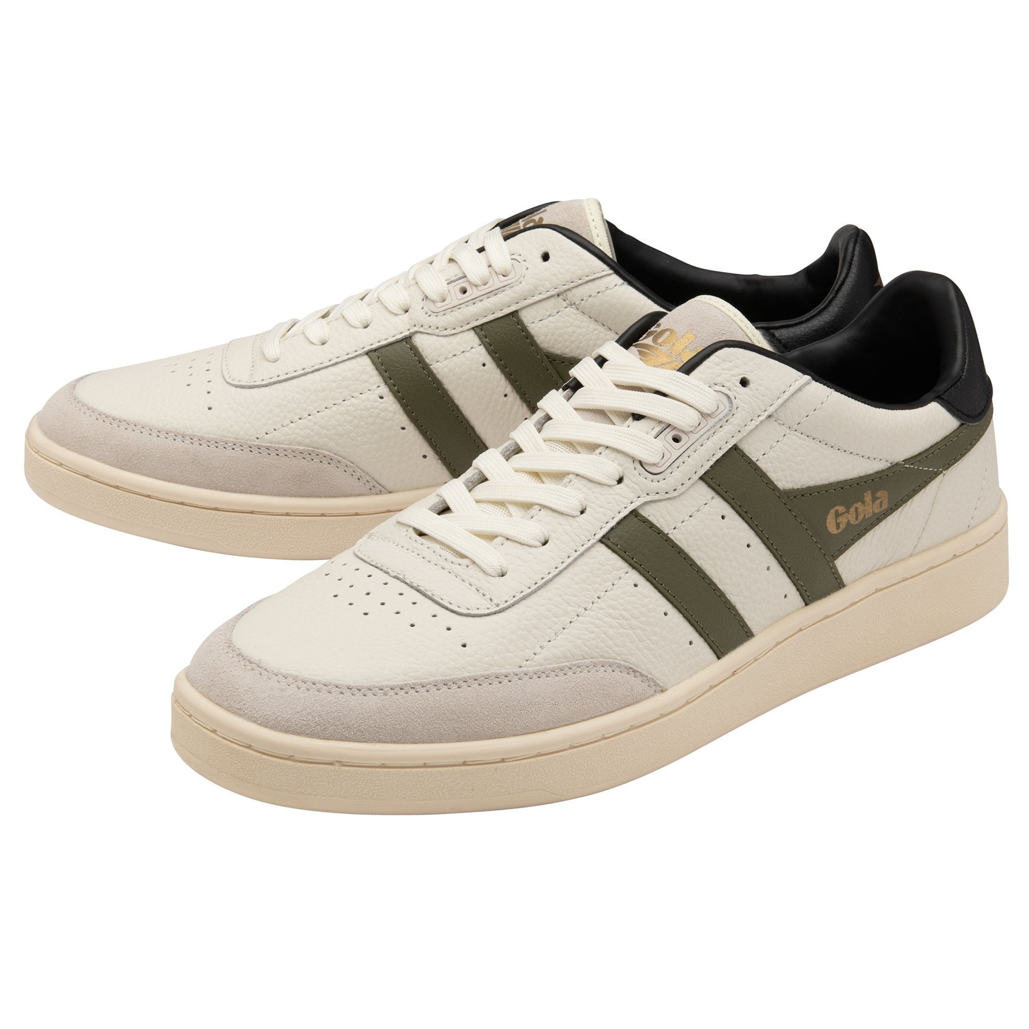 Off White/Khaki Contact Leather Sneaker