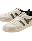 Off White/Khaki Contact Leather Sneaker